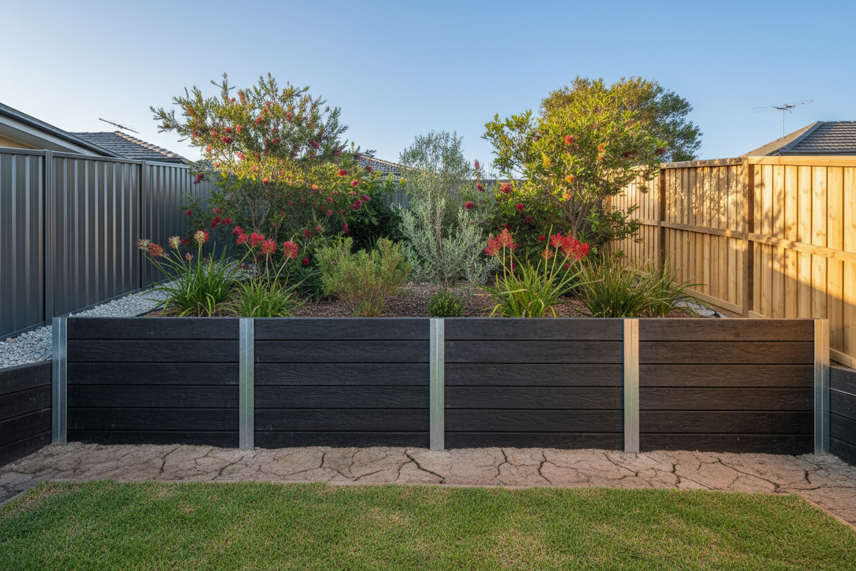 Blackwood dark concrete under-fence plinth 50mm