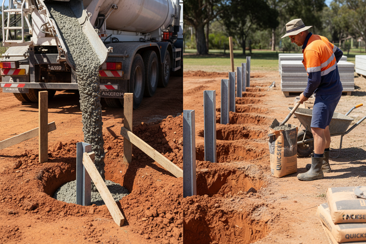 Premixed concrete for retaining wall post footings