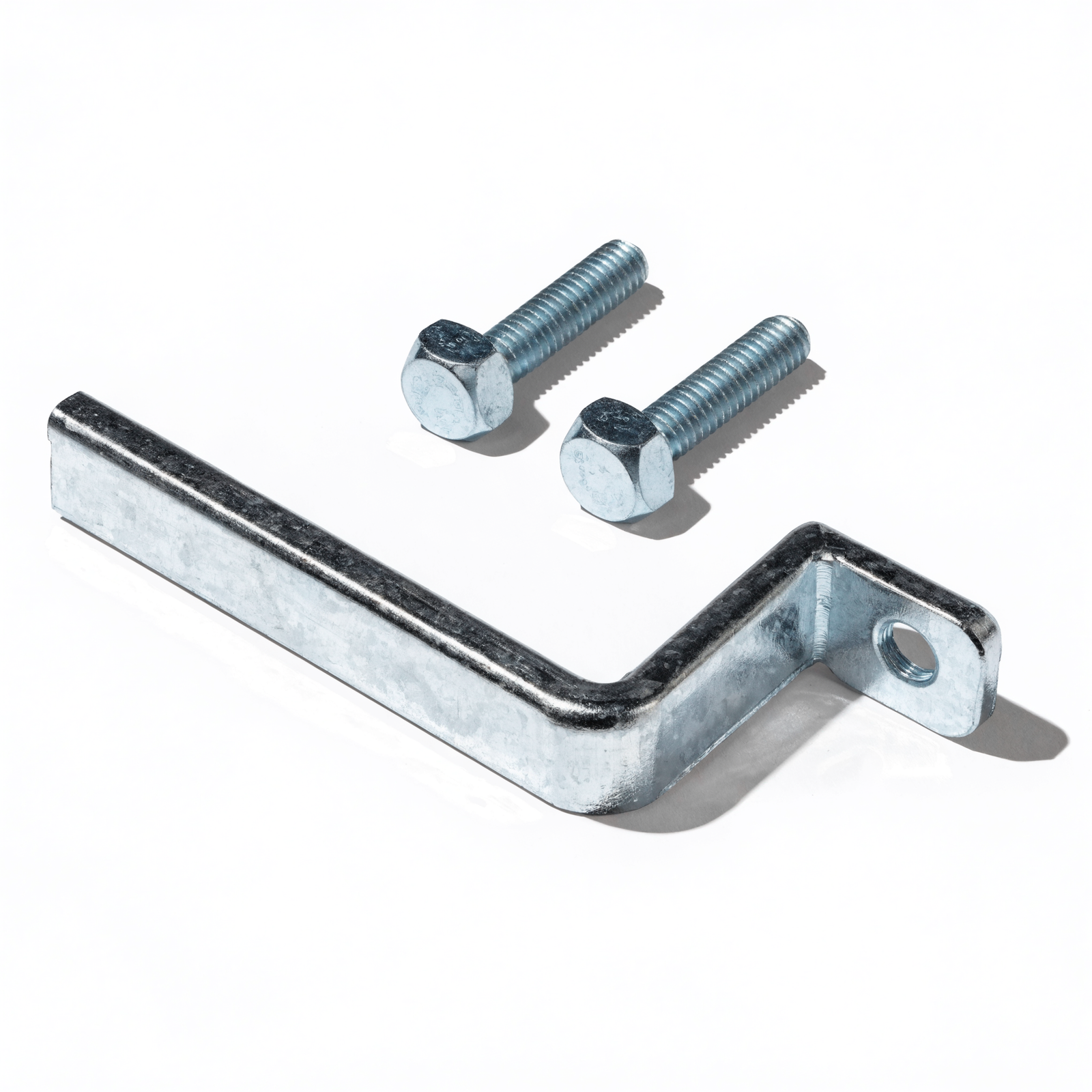 Galvanised steel fence bracket kit with hex bolts and nuts for retaining wall posts