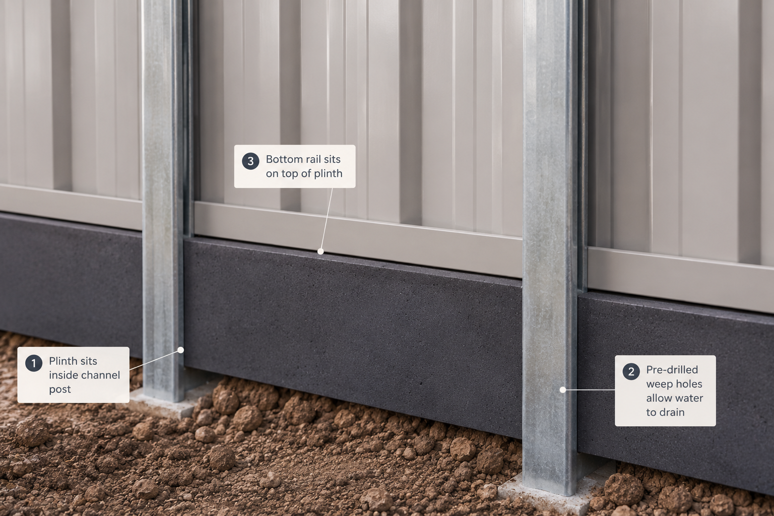 Under-Fence Plinths for Colorbond & Timber Fences