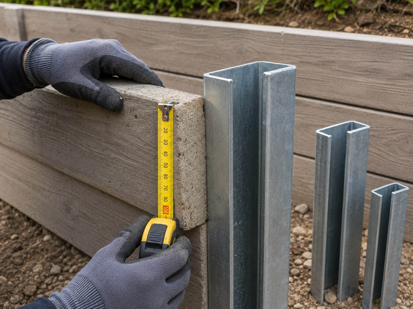 Measuring sleeper thickness to match against steel post channel width