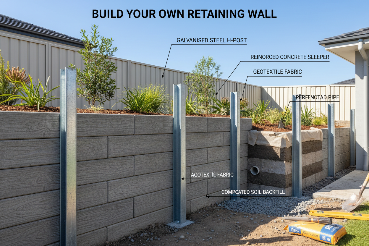 How to Build a Concrete Sleeper Retaining Wall