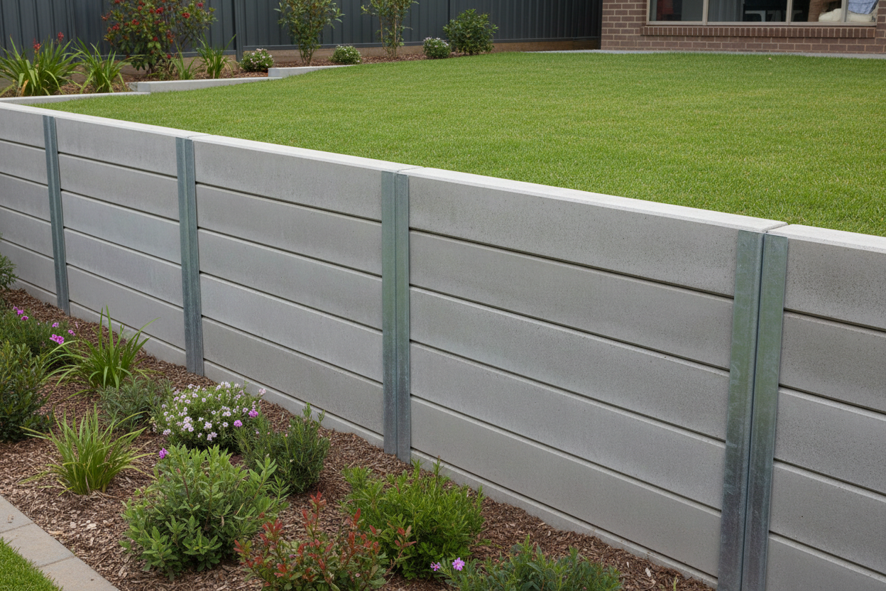 Lonsdale Standard concrete sleeper retaining wall, classic finish