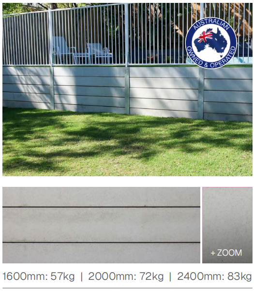 Plain grey smooth concrete sleeper, a cost-effective standard finish for retaining walls